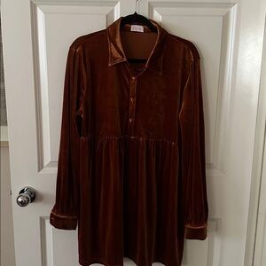 Pink Lily Rust Velvet Dress Sz Large Boho Style!